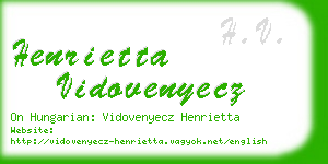 henrietta vidovenyecz business card